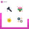 4 Universal Flat Icons Set for Web and Mobile Applications flash, medal, bouquet, romantic, money