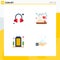 4 Universal Flat Icons Set for Web and Mobile Applications headset, office, chopstick, food love, cleaning