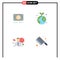 4 Universal Flat Icons Set for Web and Mobile Applications music, goal, loud, global, market
