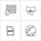 4 Universal Icons Pixel Perfect Symbols of antivirus; file; security; ecg; file type