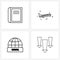 4 Universal Icons Pixel Perfect Symbols of book, internet, school, travelling, global