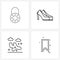 4 Universal Icons Pixel Perfect Symbols of combination, airplane, security, shoe, flight