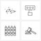 4 Universal Icons Pixel Perfect Symbols of cricket, boundary, bails, protection, garden