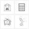 4 Universal Icons Pixel Perfect Symbols of deal, home, cyber, calculations, television