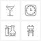 4 Universal Icons Pixel Perfect Symbols of glass, energy, clock, time optimization, reaction