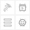 4 Universal Icons Pixel Perfect Symbols of labour, menu, hammer, movie making, player