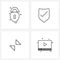 4 Universal Icons Pixel Perfect Symbols of lock; direction; protection; tick; video