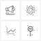 4 Universal Icons Pixel Perfect Symbols of loud; graph; heart; favorite; cricket