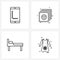 4 Universal Icons Pixel Perfect Symbols of mobile, furniture, chart, media, room