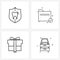 4 Universal Icons Pixel Perfect Symbols of security, box, secure, directory, box