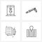 4 Universal Icons Pixel Perfect Symbols of smartphone, files, murderer knife, paper, mobile