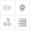 4 Universal Line Icon Pixel Perfect Symbols of battery, weight machine, world, global, network