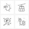 4 Universal Line Icon Pixel Perfect Symbols of brain, thinking, locked, ropeway, communication