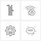 4 Universal Line Icon Pixel Perfect Symbols of cricket, dentistry, game, signal, setting