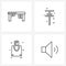 4 Universal Line Icon Pixel Perfect Symbols of desk, bag, drawer, arrows, shopping