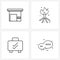 4 Universal Line Icon Pixel Perfect Symbols of garage, briefcase, city, match, check