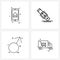 4 Universal Line Icon Pixel Perfect Symbols of mobile, female, phone, watch, lady