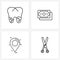 4 Universal Line Icon Pixel Perfect Symbols of tooth, paper, clean, cash, location