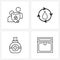 4 Universal Line Icon Pixel Perfect Symbols of user profile protection, chest, drop, hand cream, loot