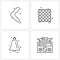 4 Universal Line Icons for Web and Mobile arrow; bell; left; square; boom box