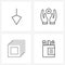 4 Universal Line Icons for Web and Mobile arrow; group; care; secure; pencil box