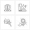 4 Universal Line Icons for Web and Mobile attention sign; magnifier; blood; hospital; bill