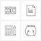 4 Universal Line Icons for Web and Mobile cash, machine, money, graph, office