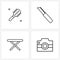 4 Universal Line Icons for Web and Mobile comb, furniture, makeup, tools, wooden furniture