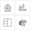 4 Universal Line Icons for Web and Mobile compass, four, travel, polo, layout