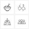 4 Universal Line Icons for Web and Mobile cook; sign; restaurant; love; health