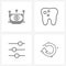 4 Universal Line Icons for Web and Mobile dollar rising, music, tooth, dental, ui