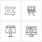4 Universal Line Icons for Web and Mobile fence; error; farm; graph; monitor