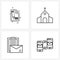 4 Universal Line Icons for Web and Mobile file; paper; file; building; email