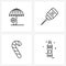 4 Universal Line Icons for Web and Mobile health, sweet, hospital, pointer, Christmas