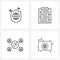4 Universal Line Icons for Web and Mobile internet security, network, globe, paper, files