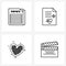 4 Universal Line Icons for Web and Mobile journal, love, wanted, heart rate, valentine`s day