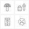 4 Universal Line Icons for Web and Mobile mushroom, mobile, drop, eye dropper, emoji