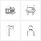 4 Universal Line Icons for Web and Mobile profile, axe, id card, transport, hardware
