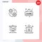 4 Universal Line Signs Symbols of control, plan, setting, shopping, graph