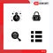 4 Universal Solid Glyph Signs Symbols of business, research, light, padlock, ecommerce