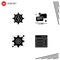 4 Universal Solid Glyph Signs Symbols of gear, interface, power, message, user