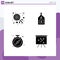 4 Universal Solid Glyphs Set for Web and Mobile Applications candy, watch, tag, interface, board