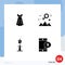 4 Universal Solid Glyphs Set for Web and Mobile Applications dress, building, achievement, success, tower