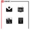 4 Universal Solid Glyphs Set for Web and Mobile Applications email, book, browser, report, study