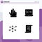 4 Universal Solid Glyphs Set for Web and Mobile Applications fingers, group, audio editing, wlan, document