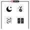 4 Universal Solid Glyphs Set for Web and Mobile Applications moon, nature, award, buds, calling