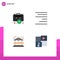 4 User Interface Flat Icon Pack of modern Signs and Symbols of bag, bank, management, right, media