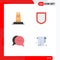 4 User Interface Flat Icon Pack of modern Signs and Symbols of business, messages, under, shield, bathroom