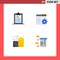 4 User Interface Flat Icon Pack of modern Signs and Symbols of clipboard, box, page, gear, label