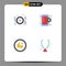 4 User Interface Flat Icon Pack of modern Signs and Symbols of food, diagram, gear, smart phone, report